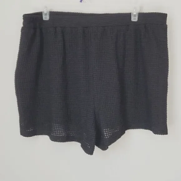 Shein Curve Black Pull On Waffle Shorts Size 4XL - Picture 2 of 7